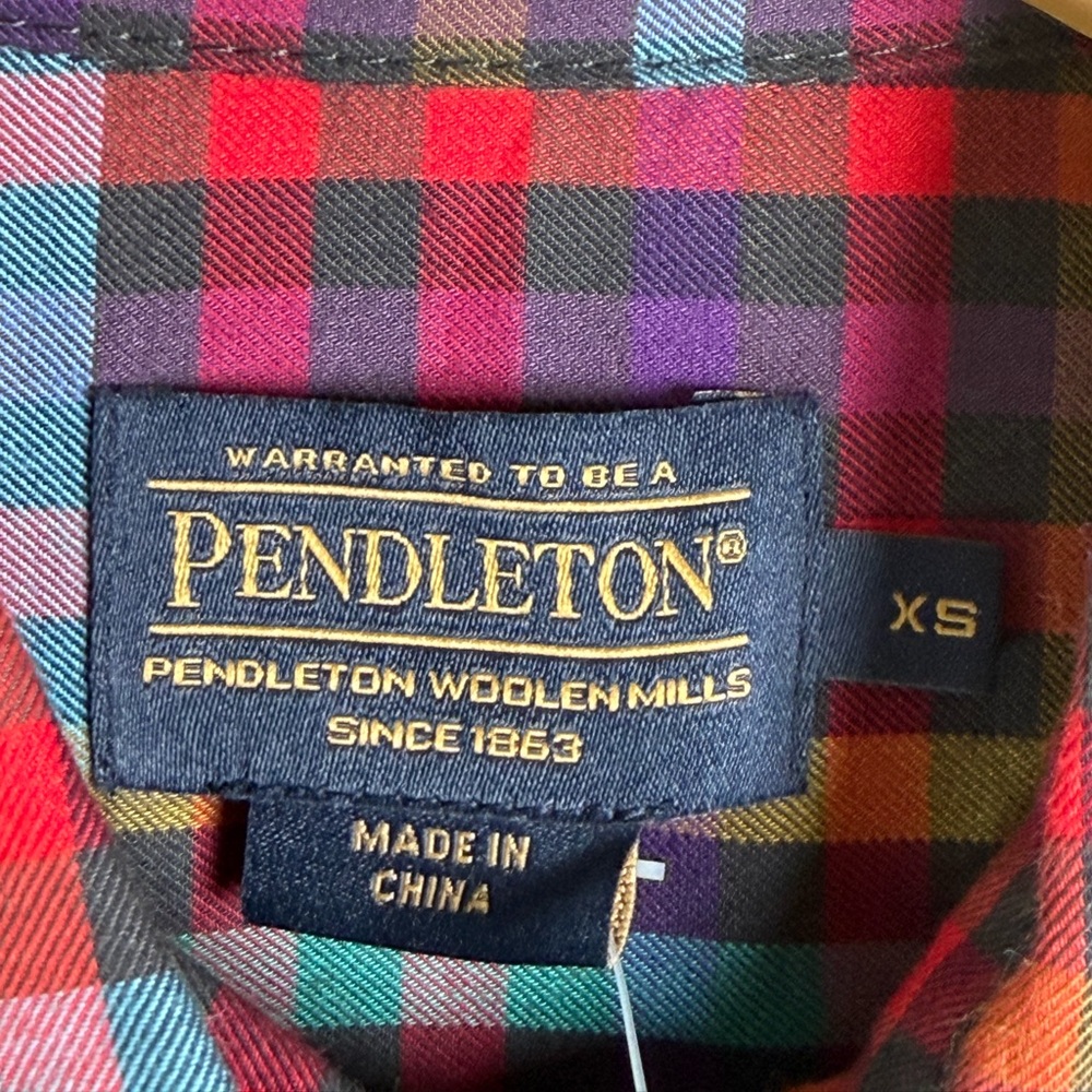 Pendleton Men’s Multicolor Plaid Button-Up Shirt Sz XS Heritage Woolen Mills NWT - Picture 4 of 9